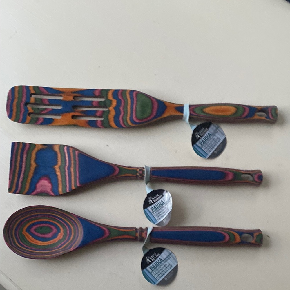 Island bamboo Pakka wood 3pc utensil set